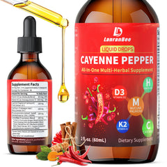 Bottle of Cayenne Pepper Liquid Drops with Hawthorn, 2 oz