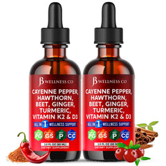 4oz Cayenne Pepper Liquid Drops bottle with Hawthorn Berry and D3 K2
