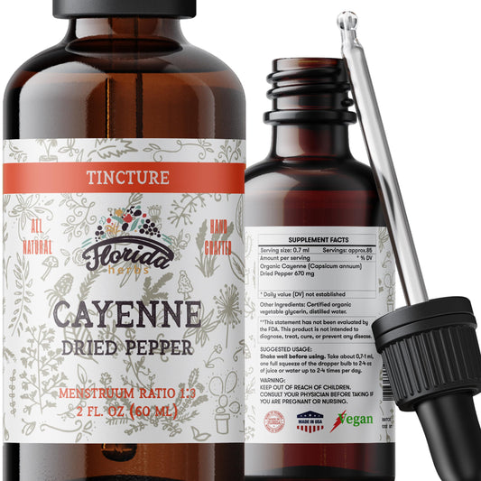 Florida Herbs Cayenne Tincture Extract bottle with Organic Cayenne (Capsicum annuum) 2 oz