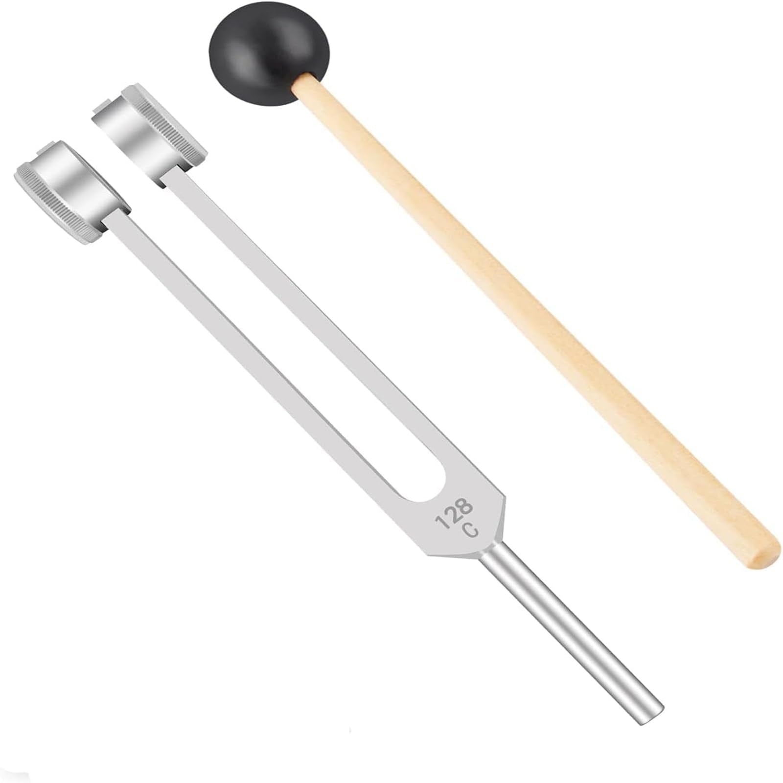 CBCJIEHUXL 128hz tuning fork with mallet offers easy activation during sound therapy.