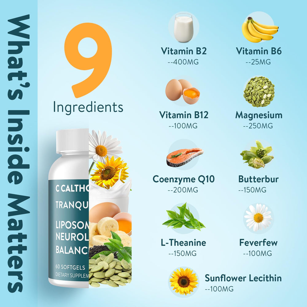 Supplement facts label highlighting B2, B6, B12 and magnesium