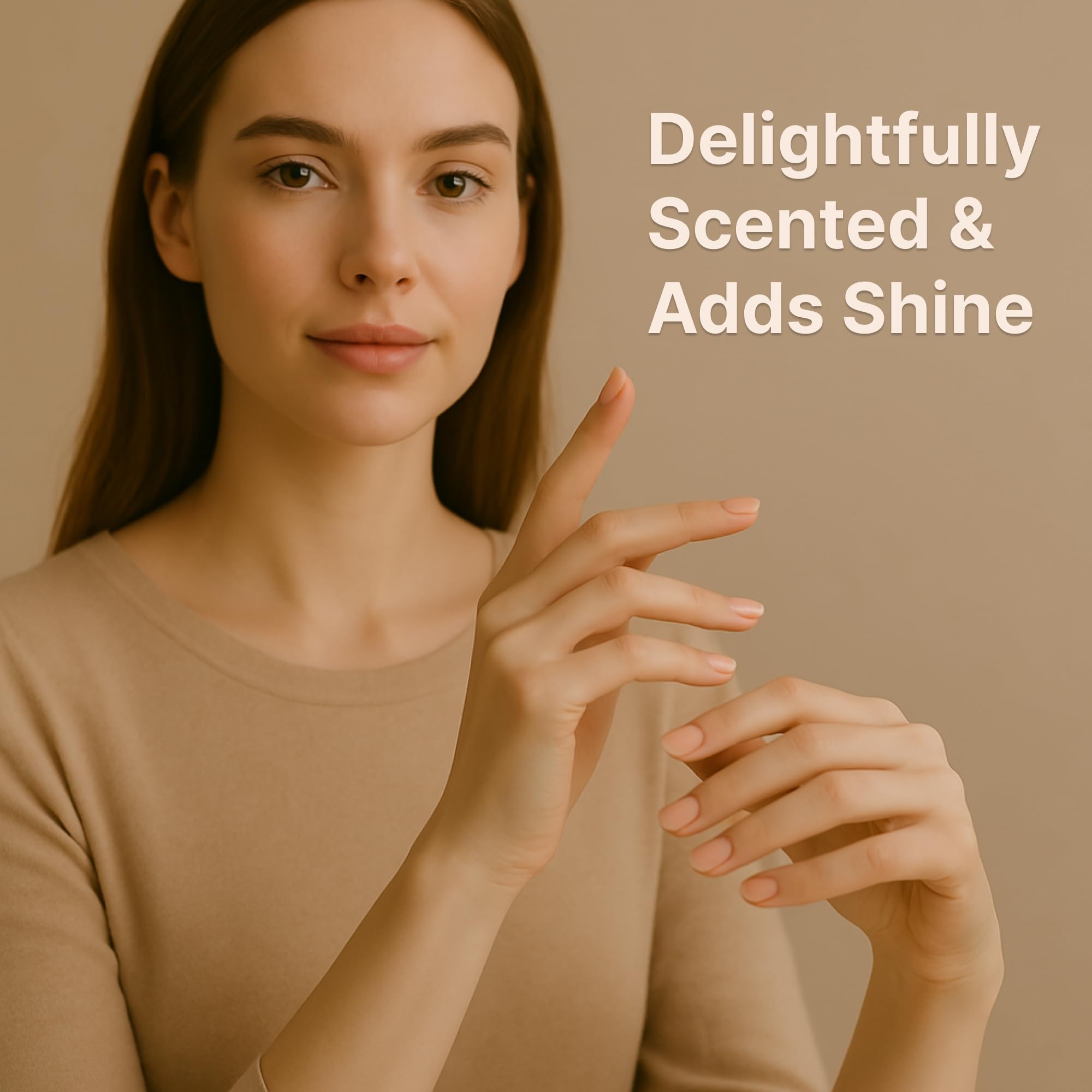 C CARE bottle with nails and hands hydrated, showcasing at-home spa care.