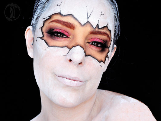 CCbeauty clown white liquid foundation being blended for seamless finish