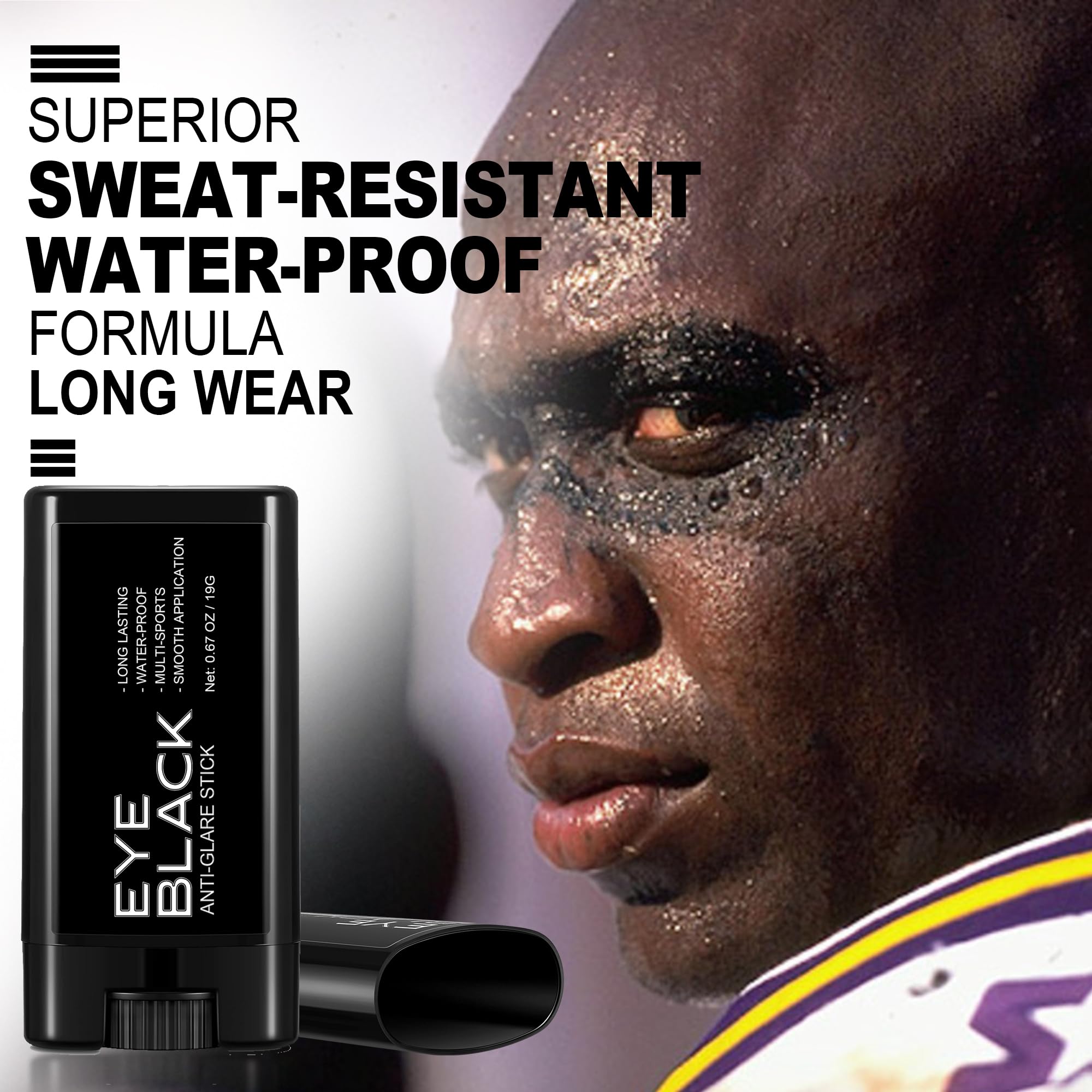 CCbeauty eyeblack stick football application enhances visibility under bright stadium lights.