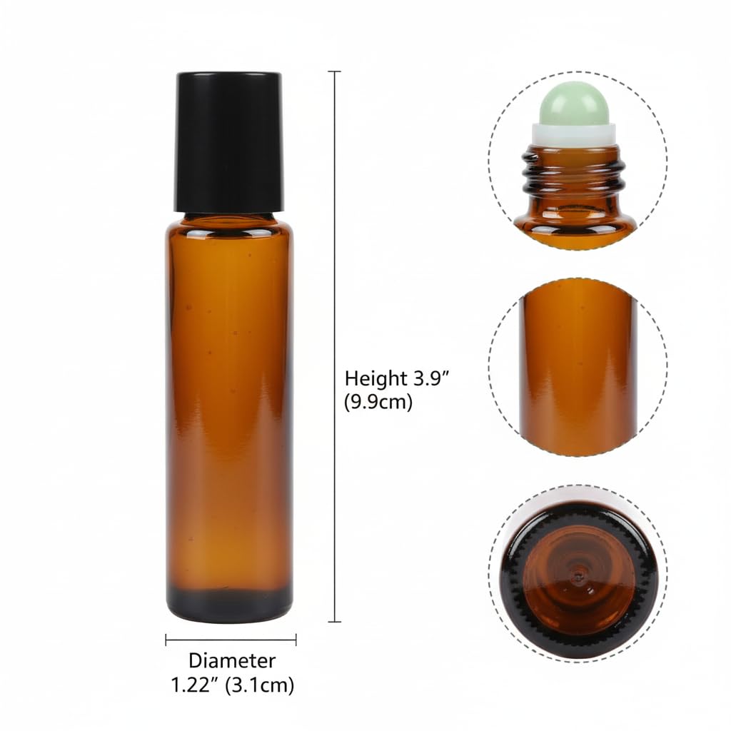 Cchenxxi amber glass roll-on bottle cap keeps blends secure during travel.