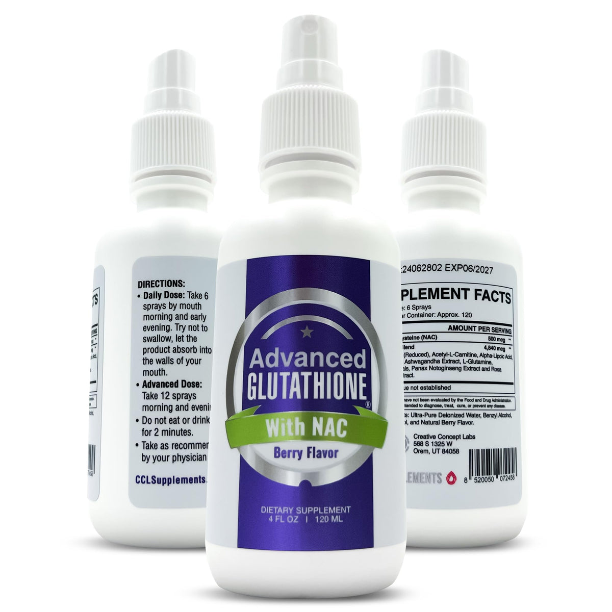 CCL Supplements Liposomal Glutathione Spray bottle front view