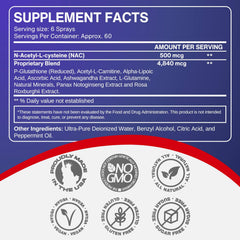 Sublingual spray nozzle dispensing glutathione spray