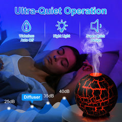 Cechlicht diffuser with 7 colors LED light adapts ambiance for evenings.