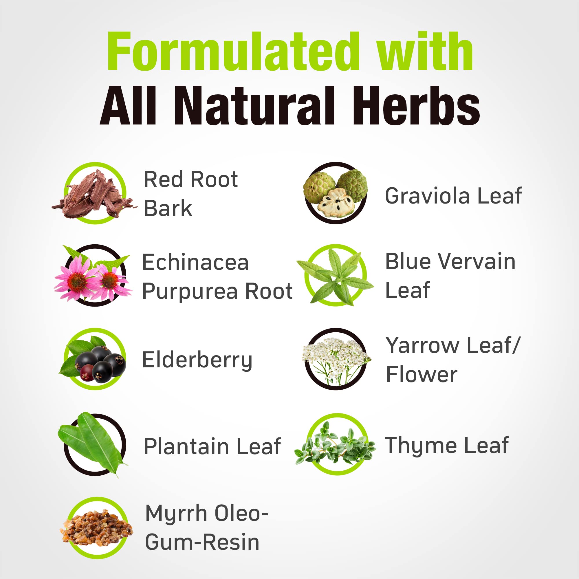 Ingredients: red root bark, echinacea purpurea, elderberry