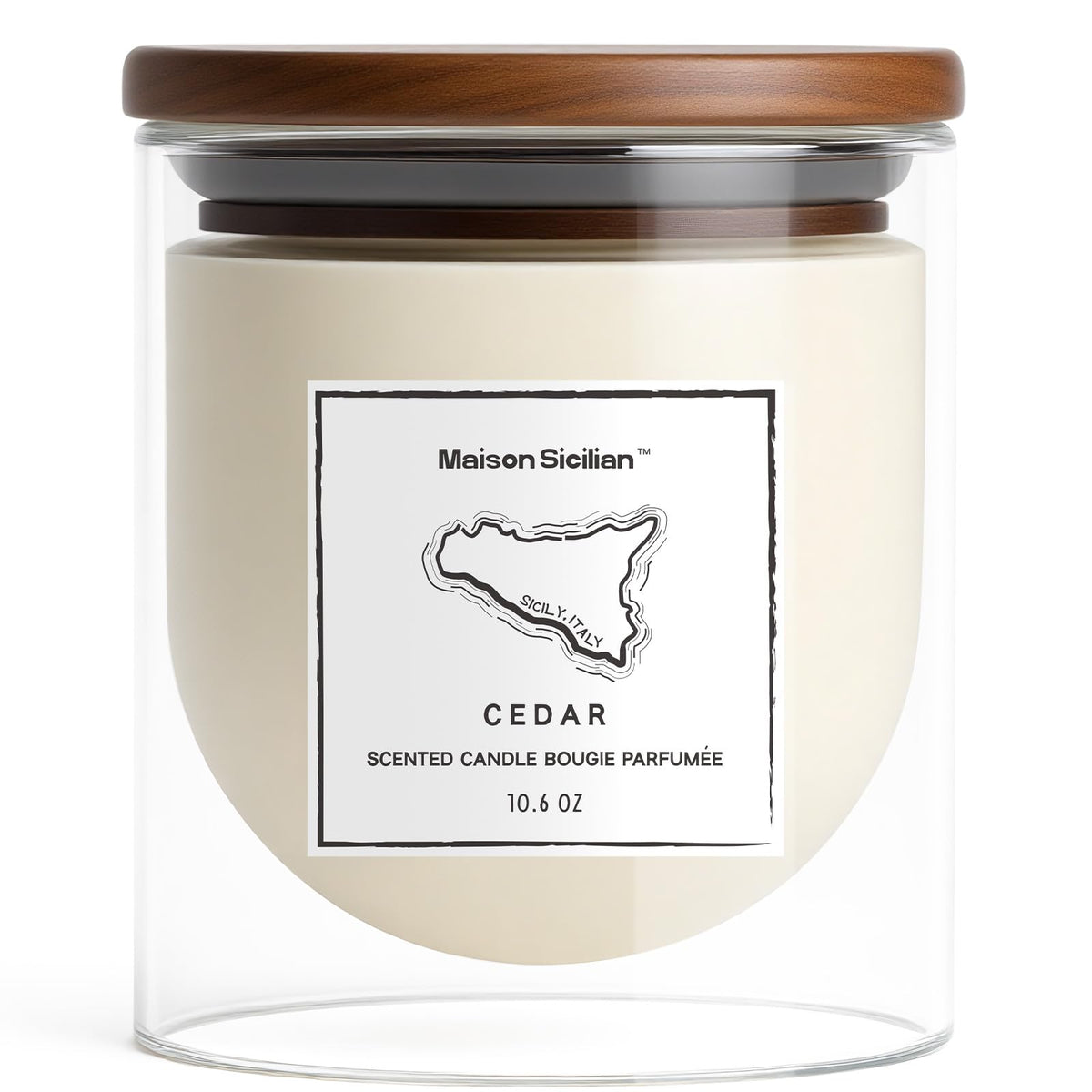 Cedar Candle close-up: rich smoky cedar and dry wood aroma