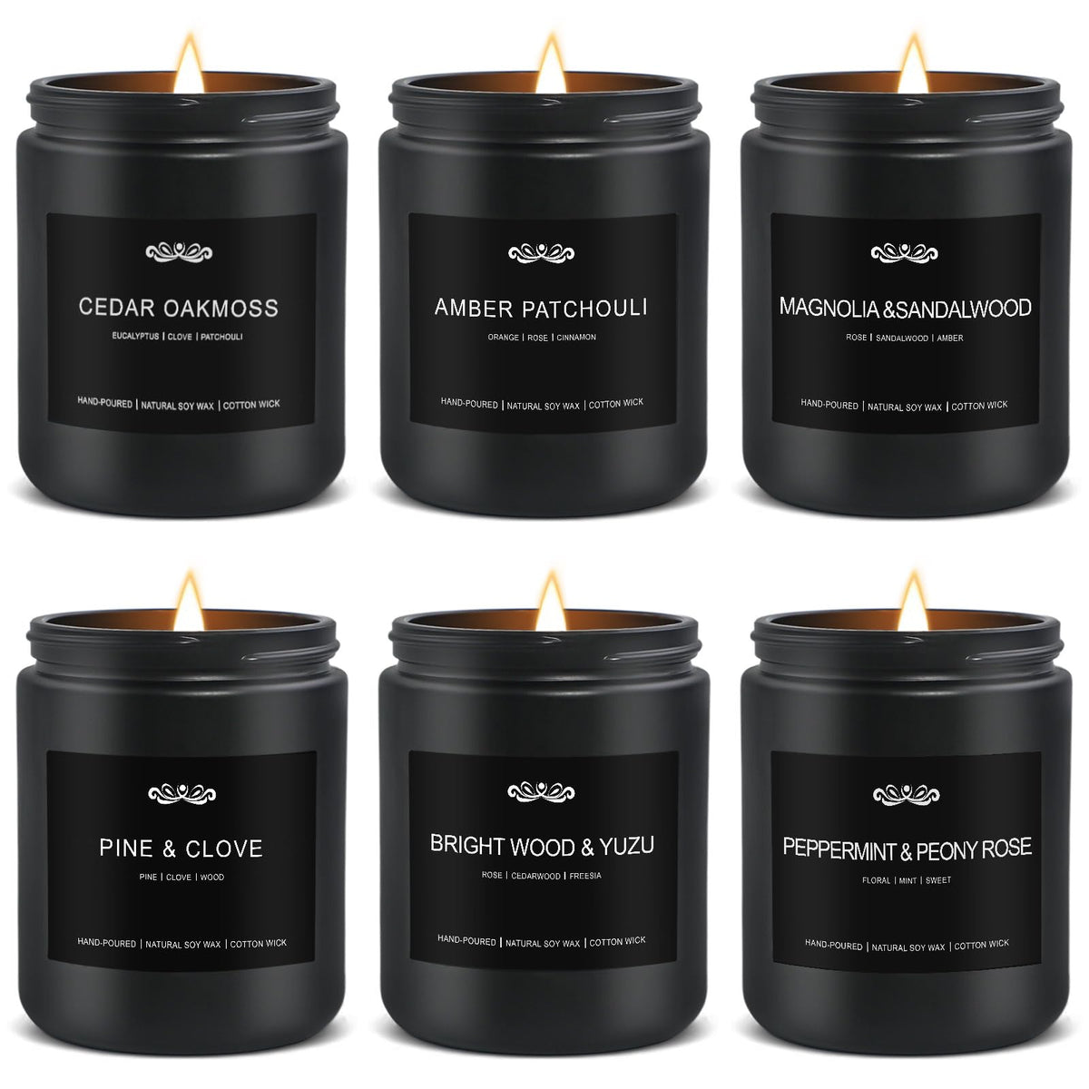 Six-pack men's aromatherapy candles gift set