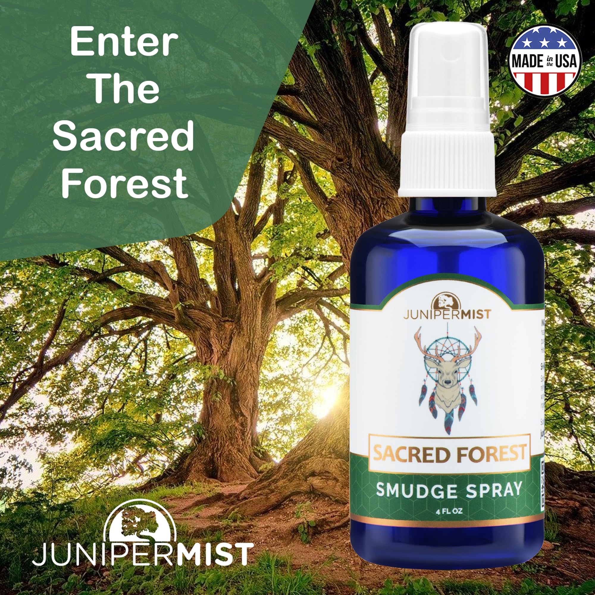 Sedona-made cedar & sage cleansing spray bottle on a wooden surface