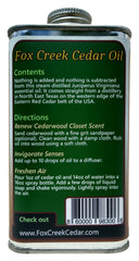 Close-up of the 8oz Cedar Oil can label