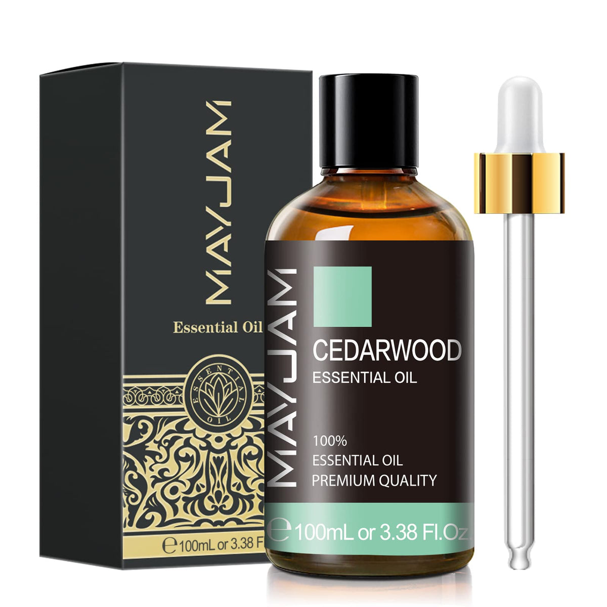 Cedarwood essential oil in amber 100ml bottle