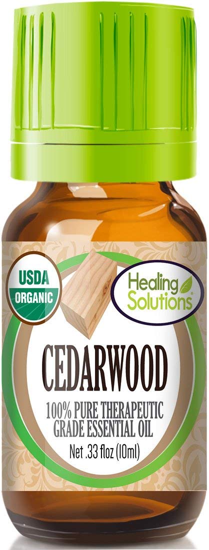 Healing Solutions Cedarwood Essential Oil 10ml bottle with label visible