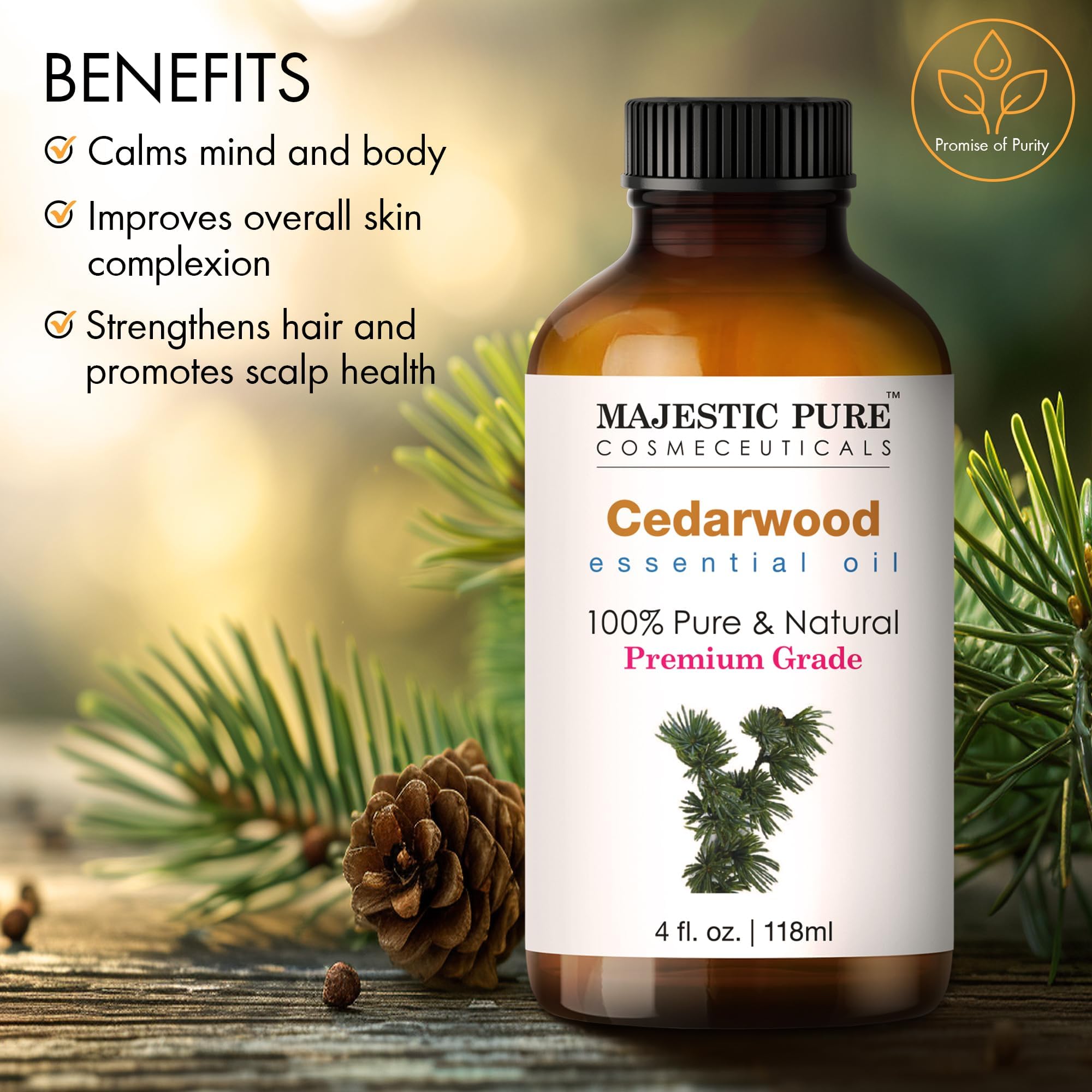 Cedarwood essential oil suitable for diffuser and aromatherapy
