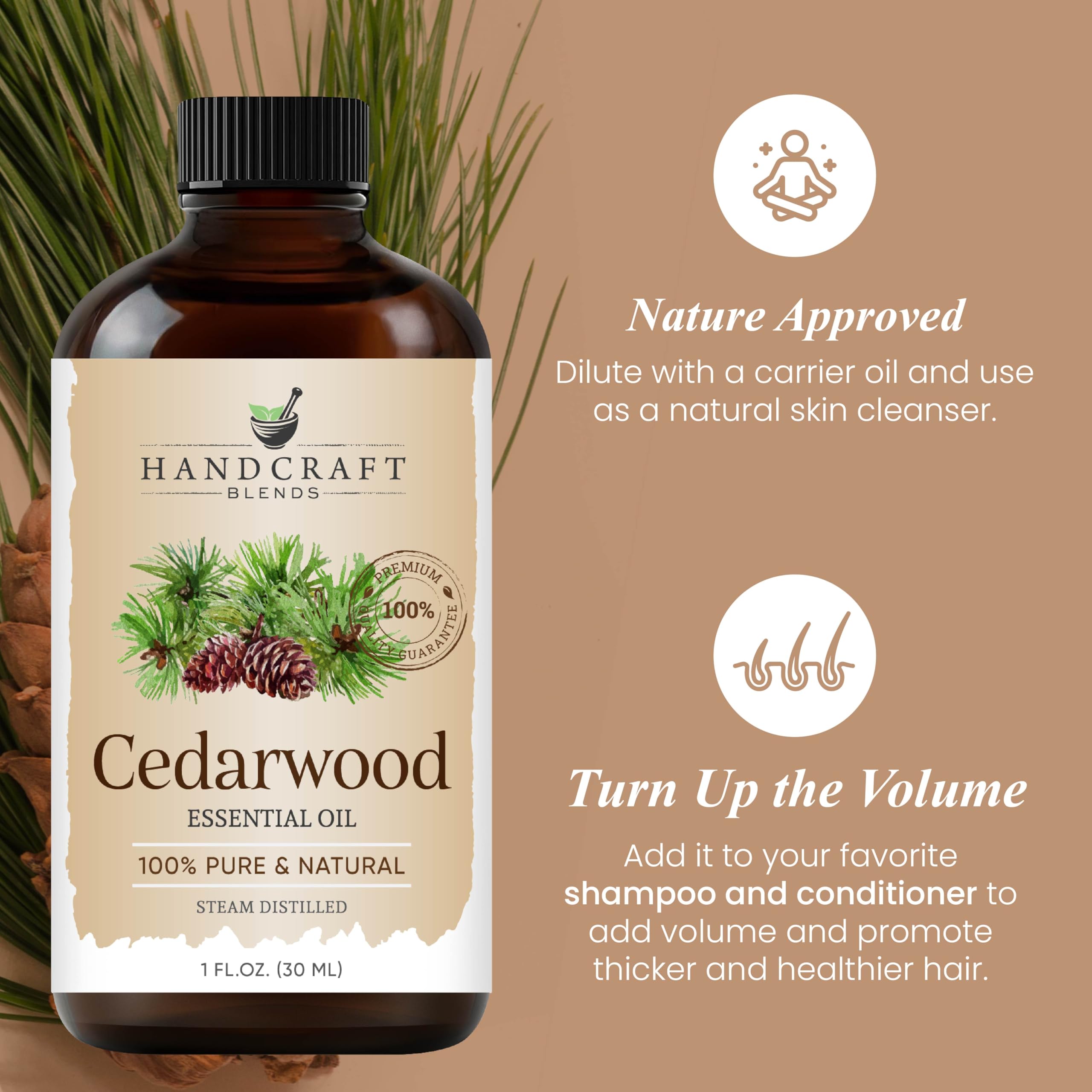 Cedarwood essential oil for skin care and aromatherapy