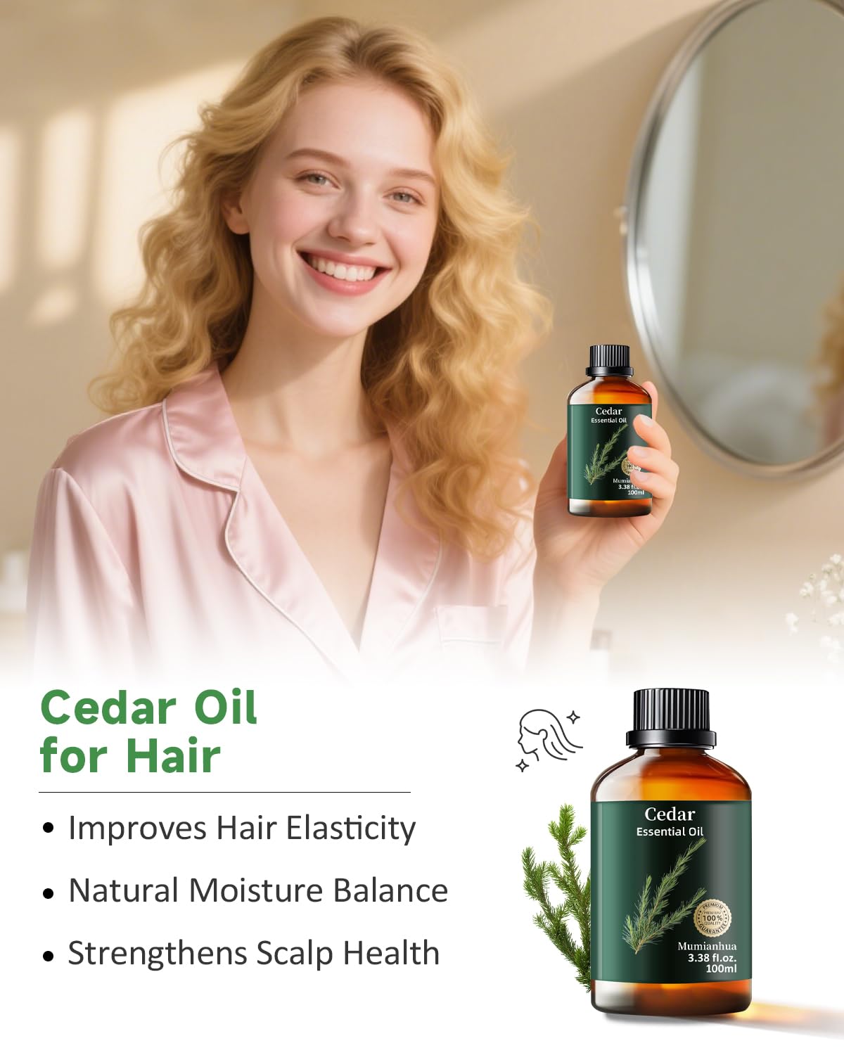 Cedarwood essential oil massaged into skin for evening care