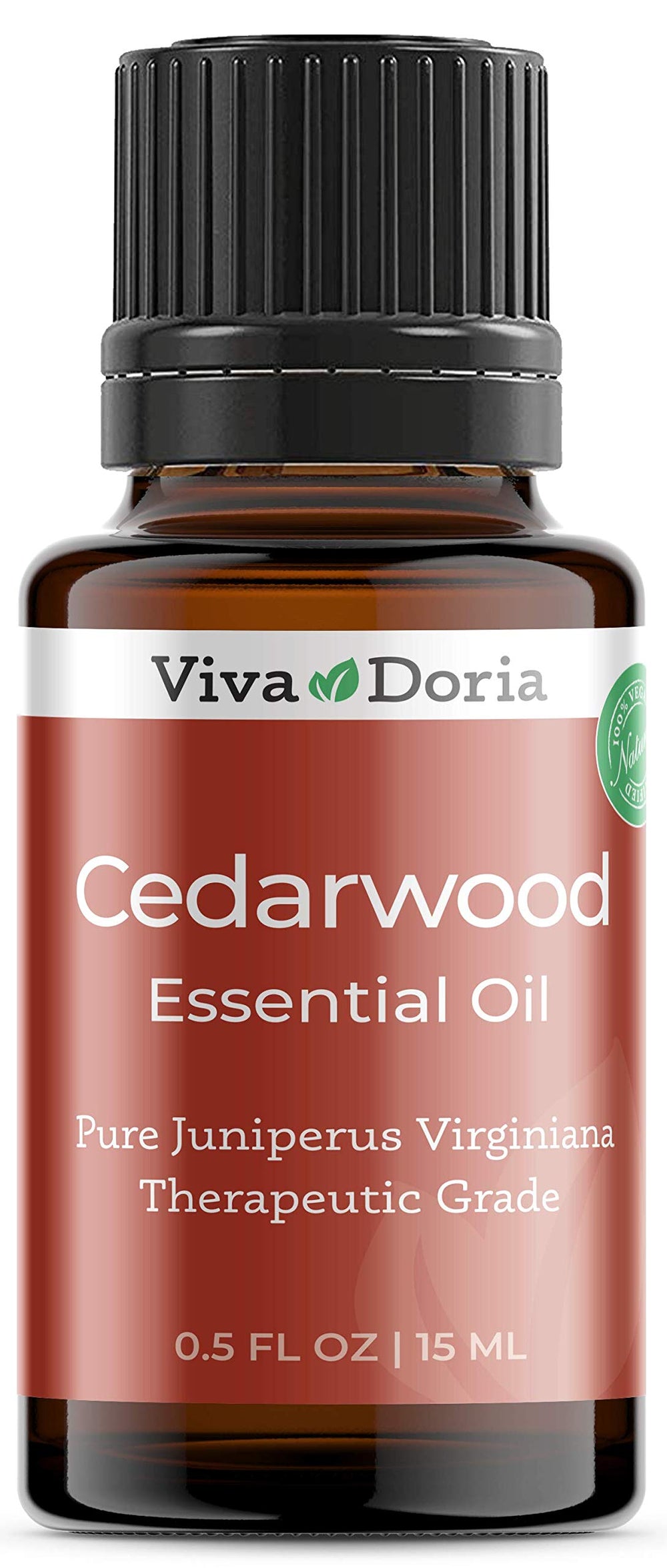 Viva Doria Cedarwood Essential Oil bottle in amber glass