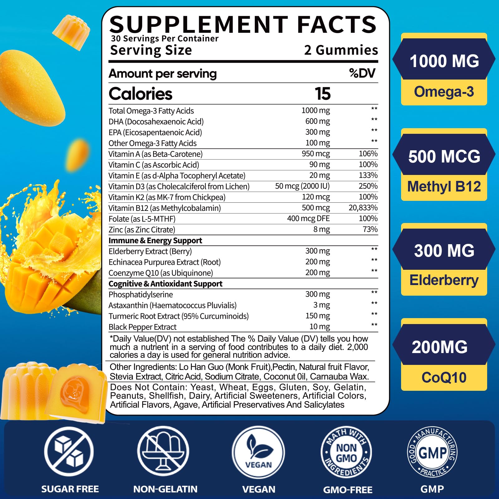 Supplement facts panel for Ceecisee Omega-3 Gummies