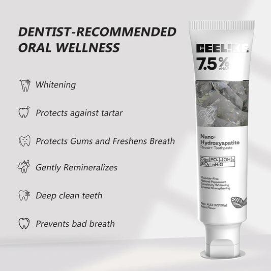 CEELIKE toothpaste packaging label with 7.5% hydroxyapatite
