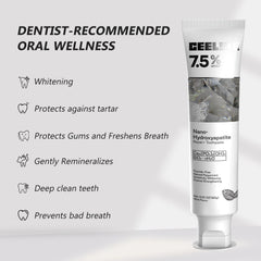 CEELIKE toothpaste packaging label with 7.5% hydroxyapatite