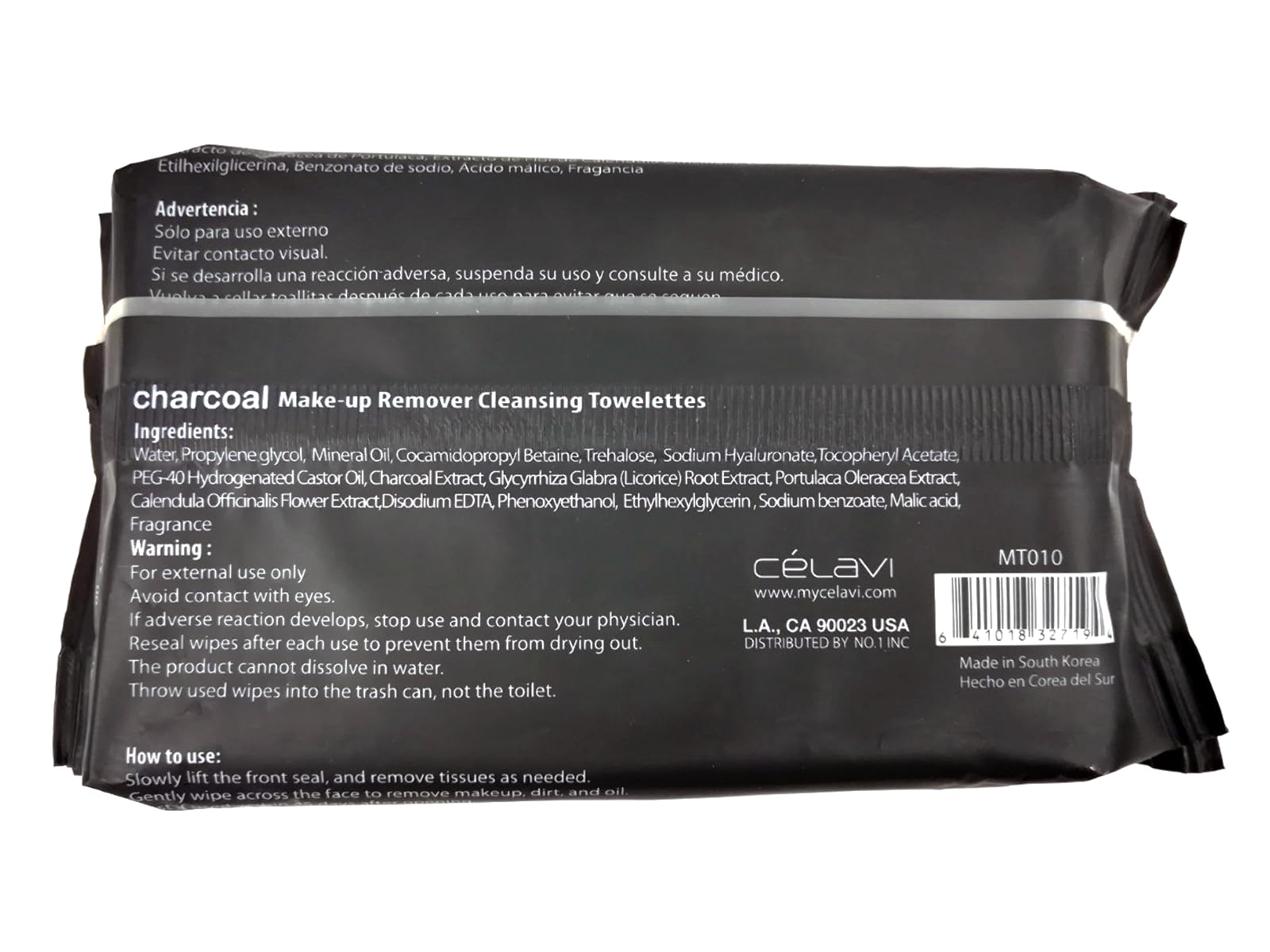 Celavi Charcoal Wipes being used on skin for makeup removal and toning