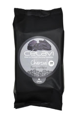 Celavi Charcoal Wipes back packaging shows key benefits and usage directions