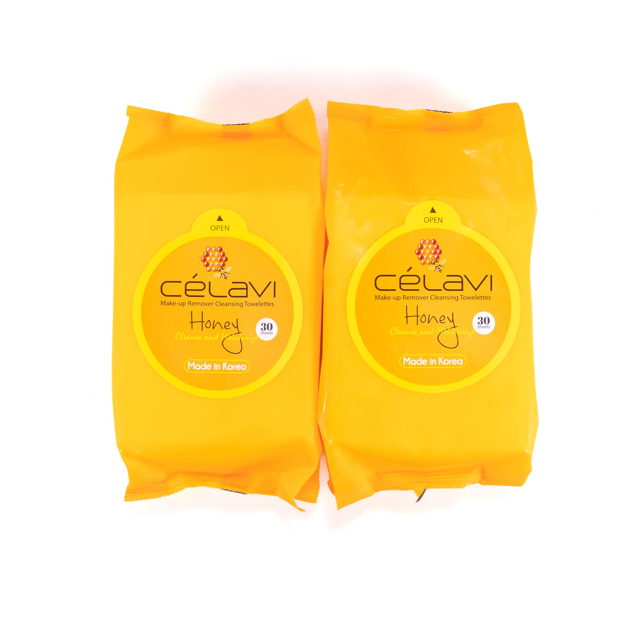 Celavi Honey makeup remover wipes front-pack for quick cleansing on the go