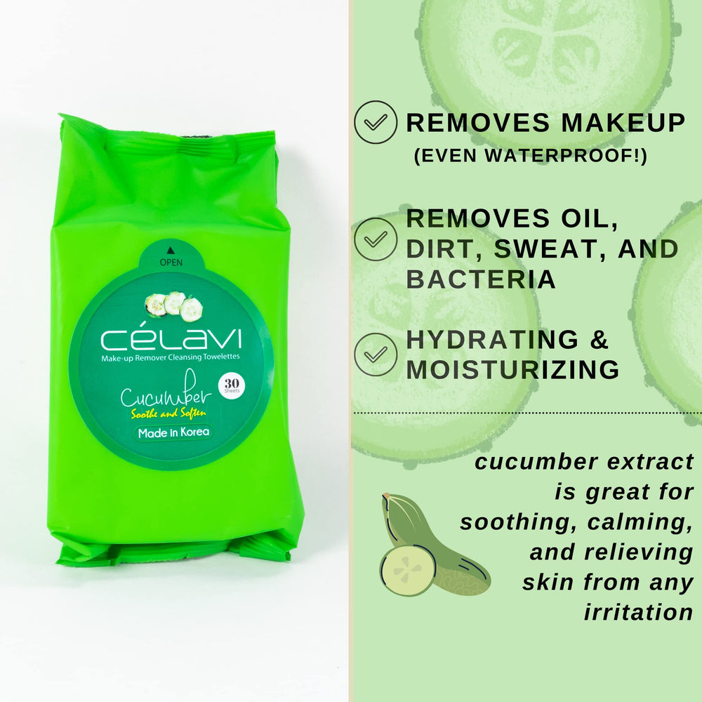Celavi makeup remover wipes dual pack ideal for travel or gym bag.