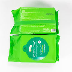 Celavi makeup remover wipes soft texture for gentle cleansing on skin.