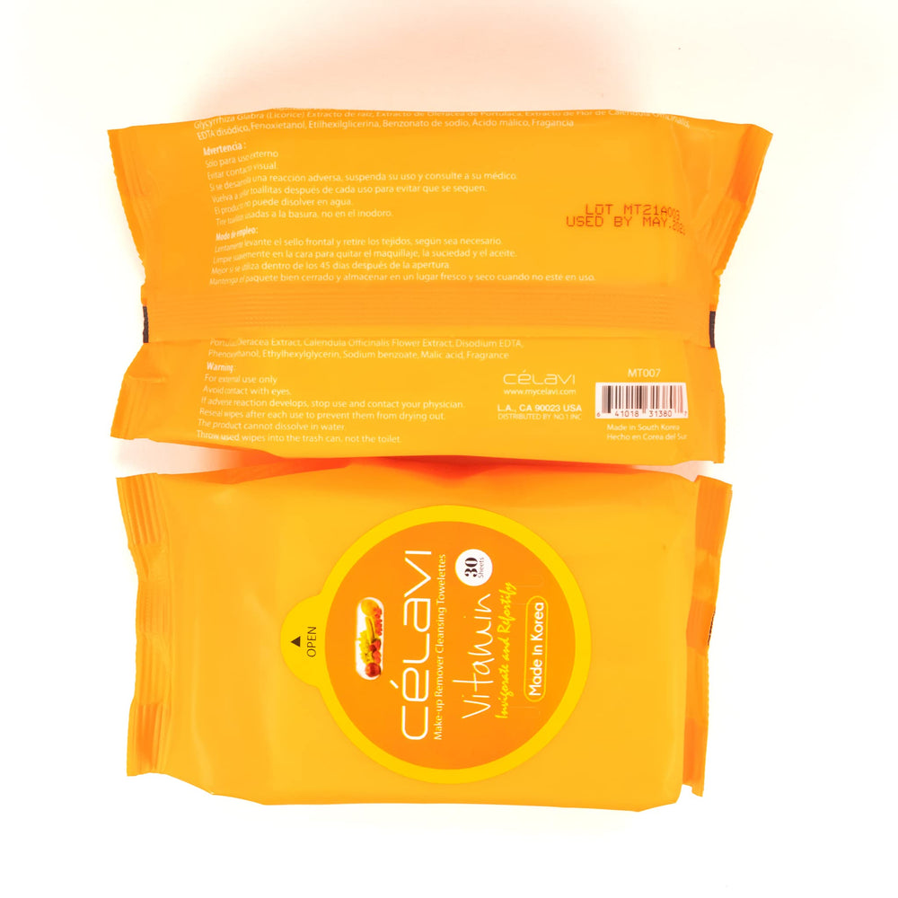 Celavi Vitamin makeup remover wipes close-up sheets for gentle cleansing