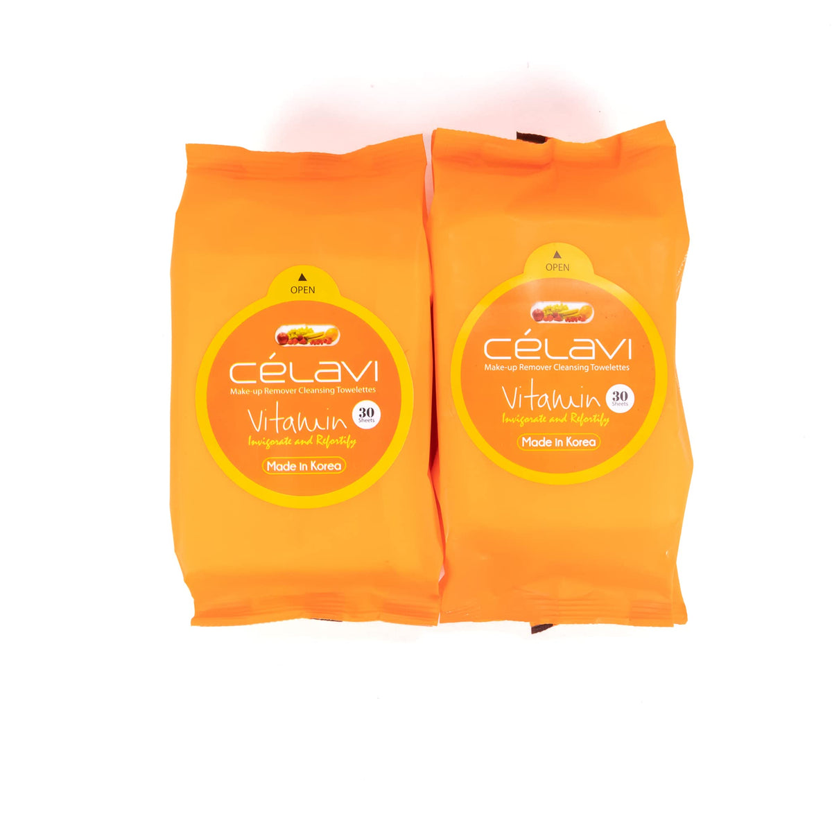 Celavi Vitamin makeup remover wipes pack front view for on-the-go cleansing
