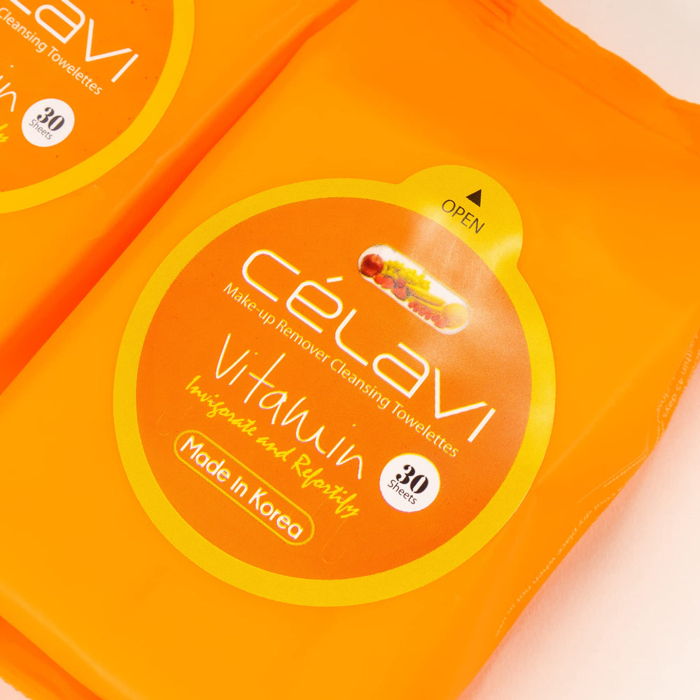 Celavi Vitamin makeup remover wipes sealed pack shows reseal freshness