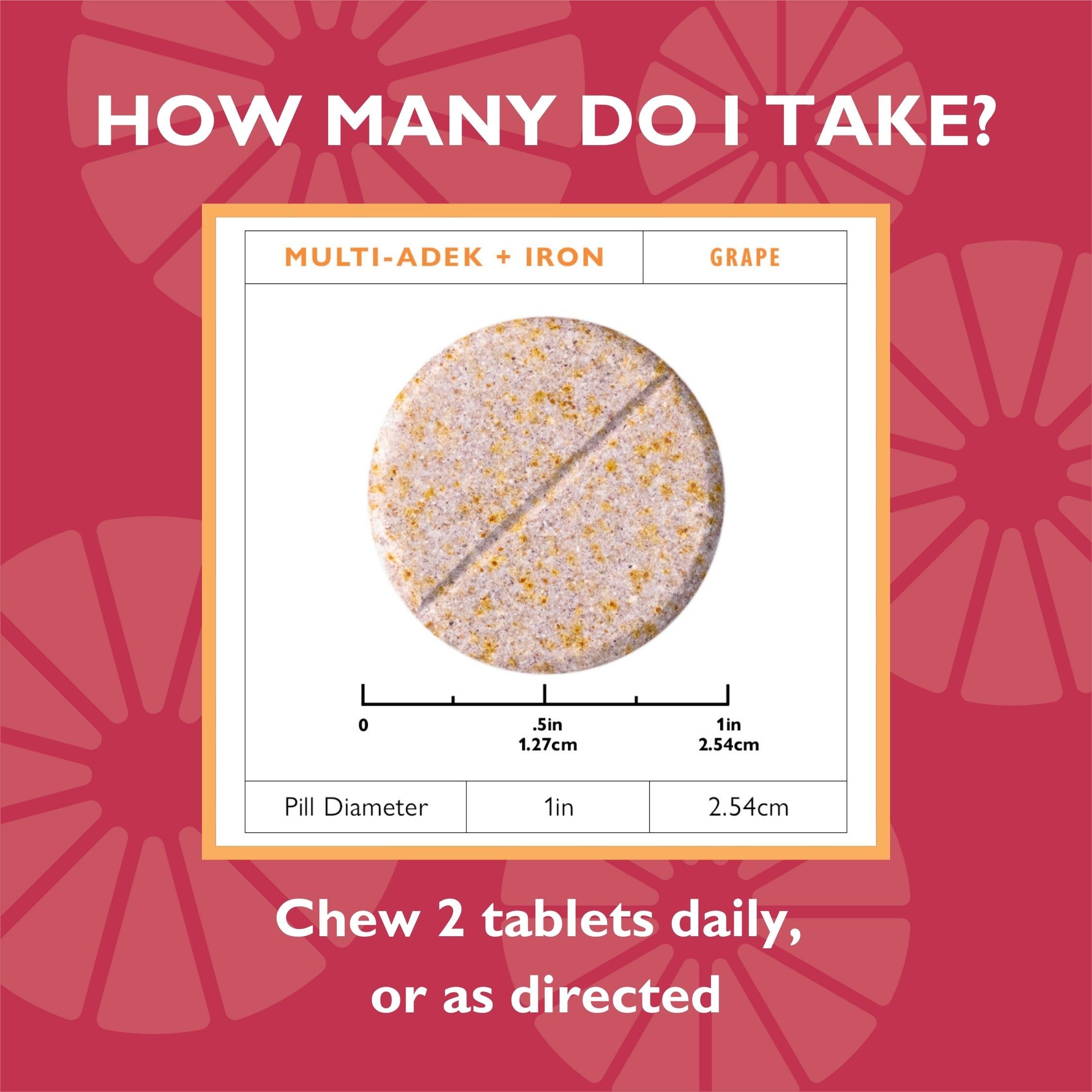 Nutrition facts for Celebrate Vitamins 60-tablet bottle