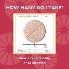 Nutrition facts for Celebrate Vitamins 60-tablet bottle