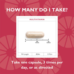 Supplement facts panel highlighting vitamins A, B, D, E and chelated minerals