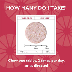 Chewable tablet with dosage instruction to take 1 tablet twice daily