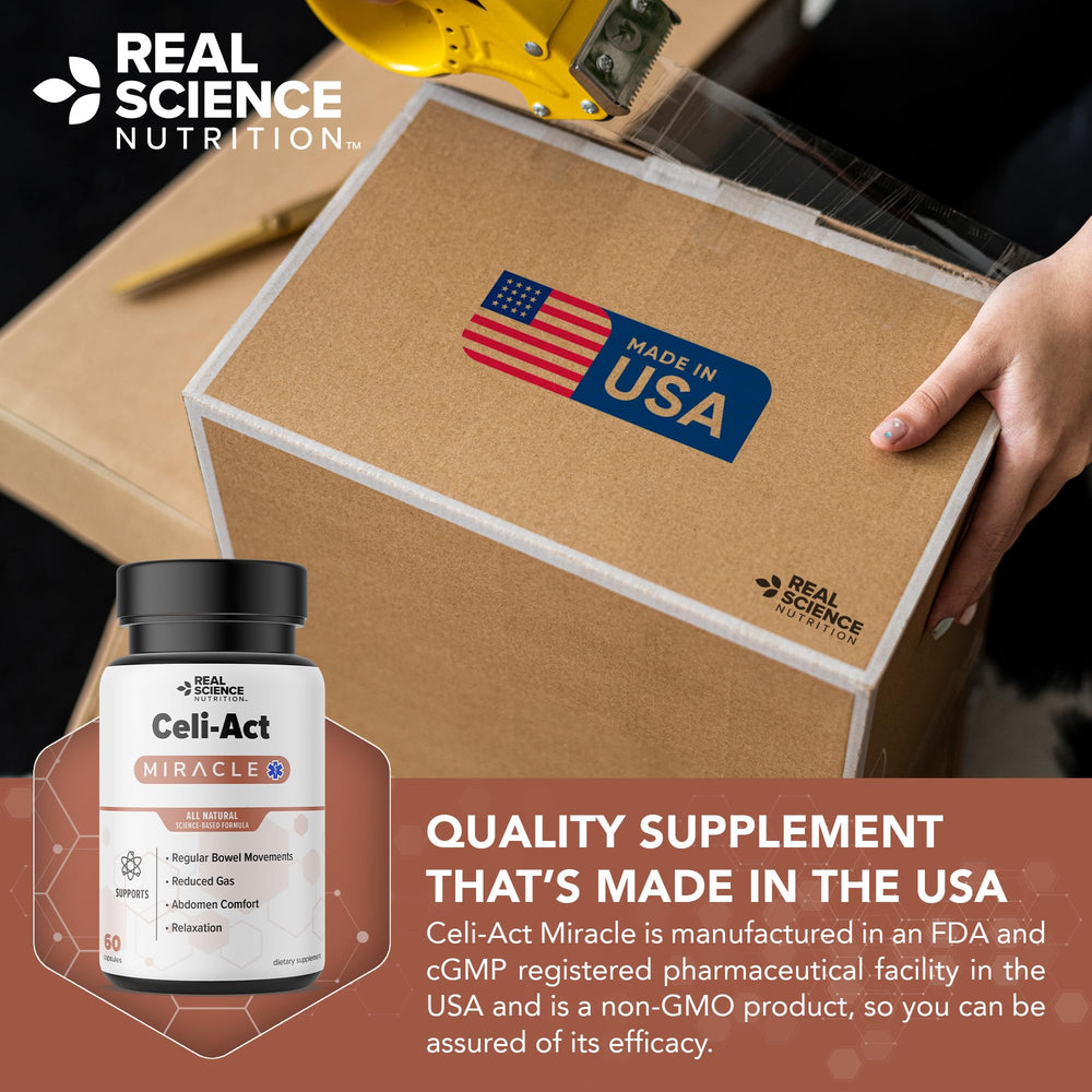 Made in USA facility label for Celi-Act Miracle