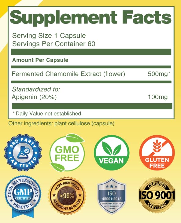 Back view of CellFend Apigenin bottle with supplement facts
