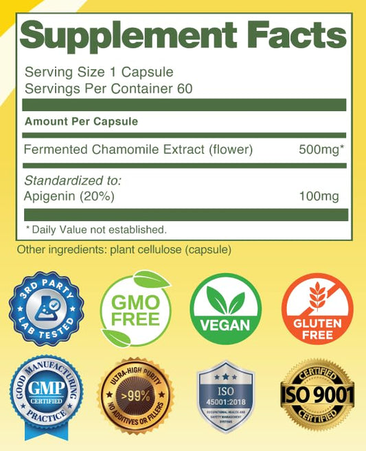 Back view of CellFend Apigenin bottle with supplement facts