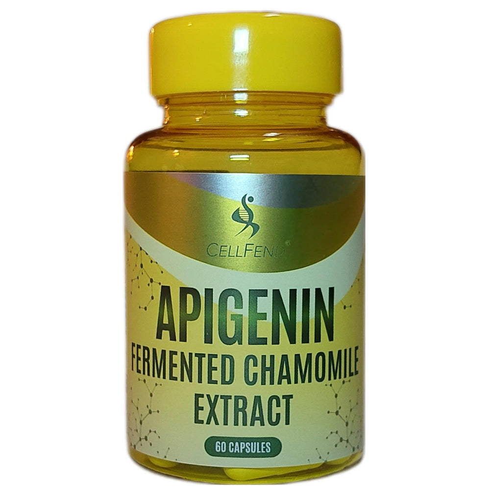 Front view of CellFend Apigenin bottle