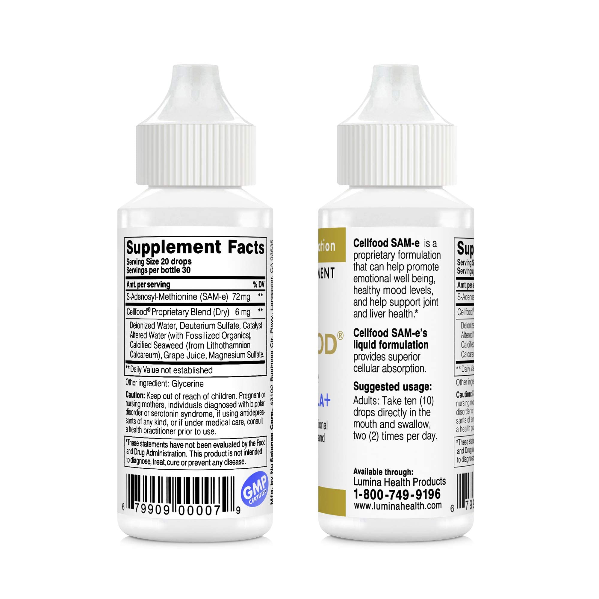 Product label showing 1 fl oz bottles in a pack of 2