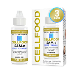 Front view of Cellfood SAM-e liquid formula bottle (1 fl oz) in Pack of 3