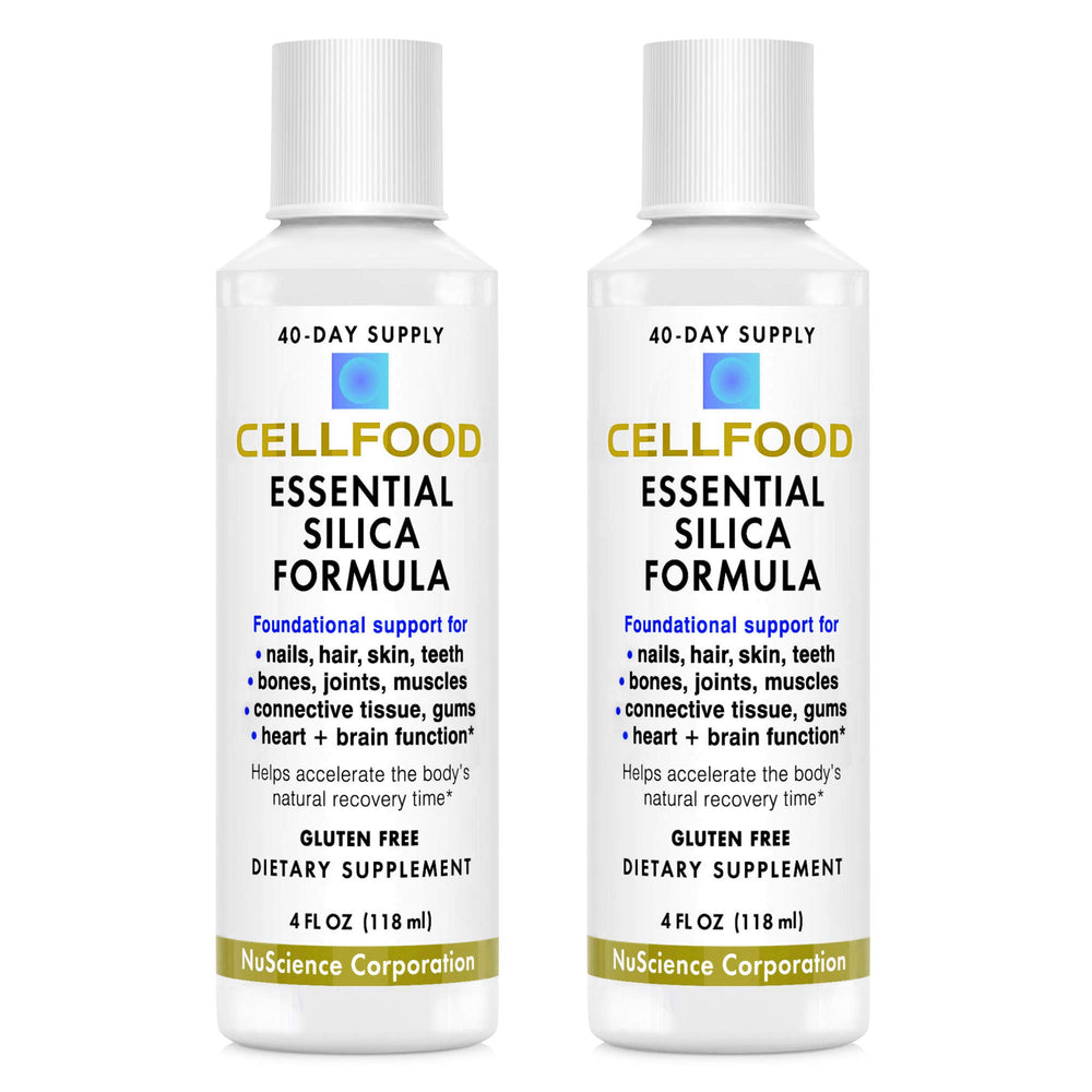 Front view of Cellfood Essential Silica Anti-Aging Formula bottles in 2-pack