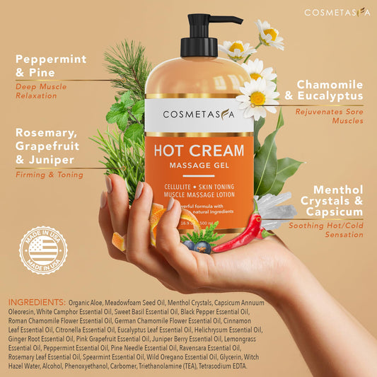 Hot cream massage gel being applied to skin