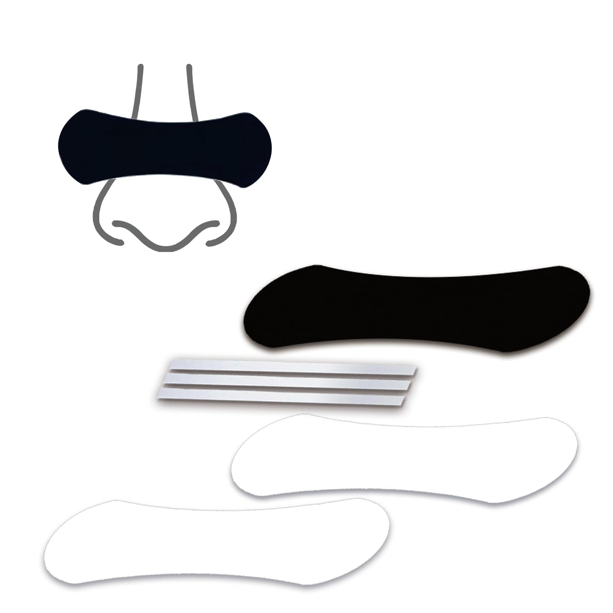 cenlomat nasal strips on nose show gentle lift for easier breathing at night.