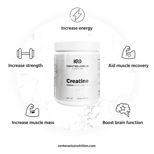 Close-up of Creapure Creatine Monohydrate powder texture - micronized