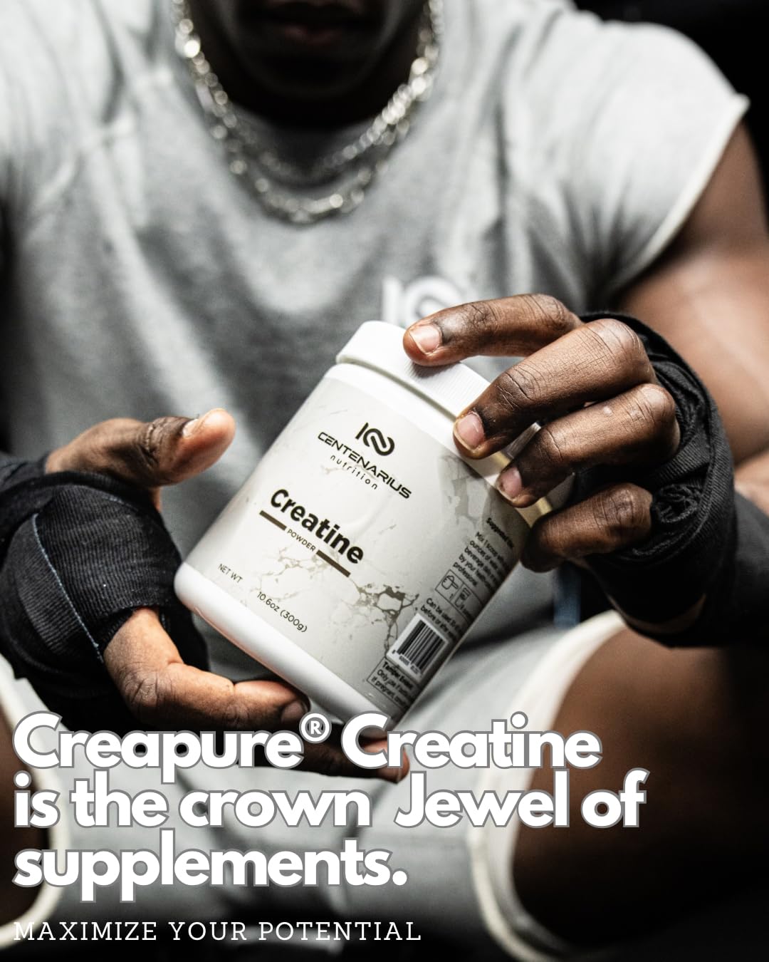 Creatine monohydrate concept illustrating muscle support