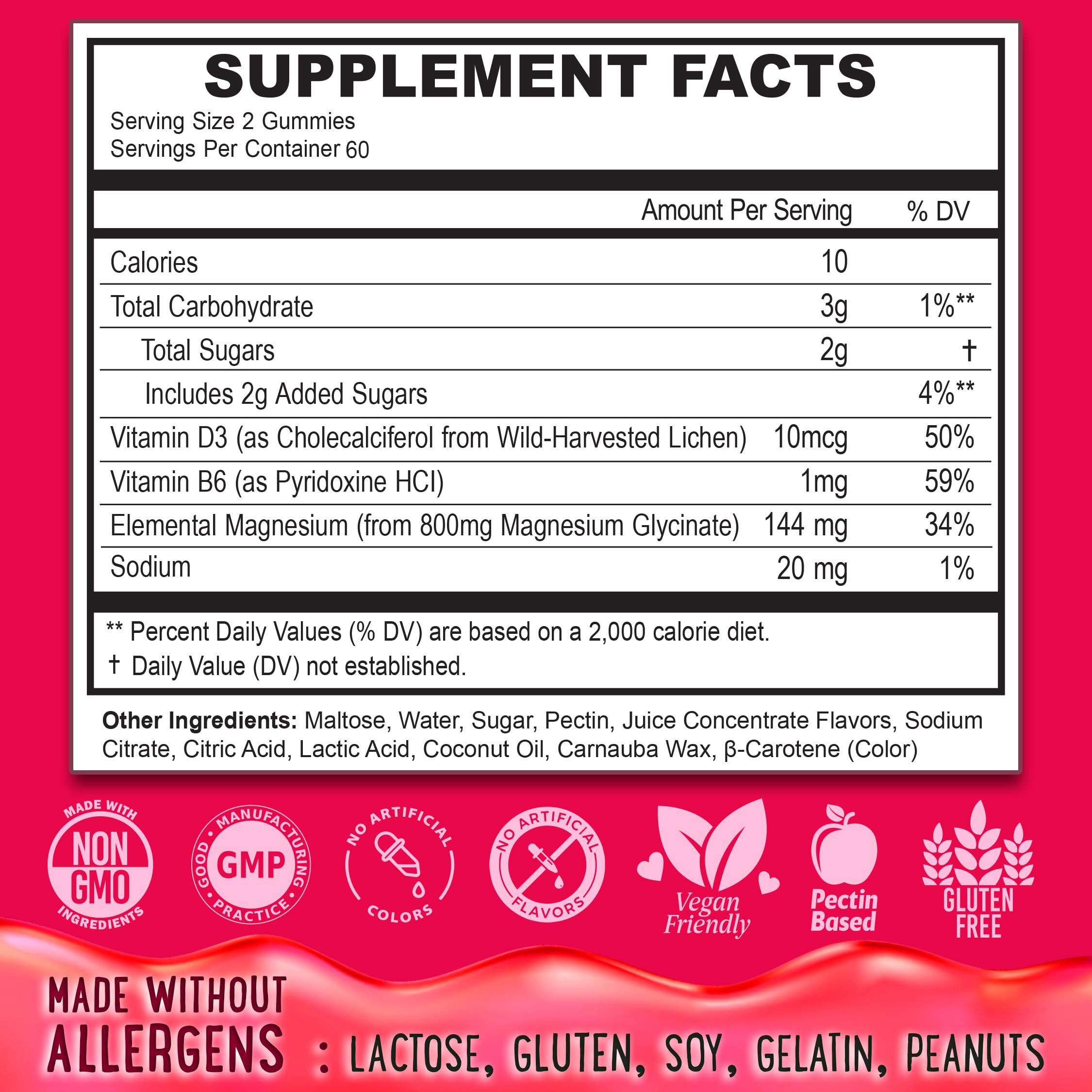 Nutrition label showing vegan, gluten-free, non-GMO ingredients.